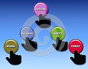 Hand push key button background