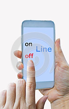 Hand pushing a button off on mobile phone