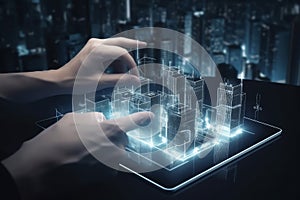 hand pushing a button on the touch screen interface hand pushing a interface hand pushing a button on a touch screen interface