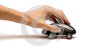 Hand Pushing Computer Mouse Car