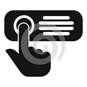 Hand pushing round button on control panel icon