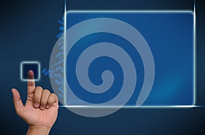 Hand pushing on a touch screen interface