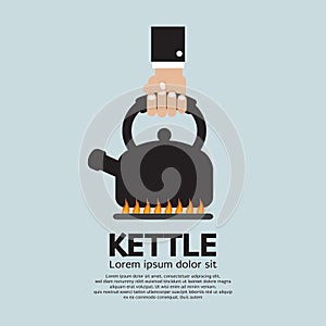 Hand Putting A Kettle On A Fire Stove