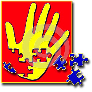 Hand Puzzle With Pieces Missing