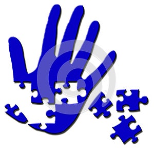 Hand Puzzle With Pieces Missing
