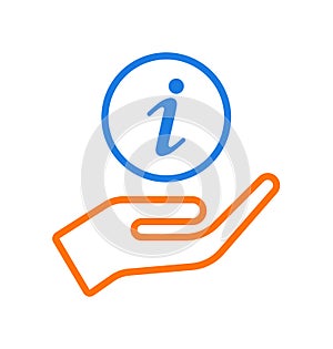 Hand giving info icon logo