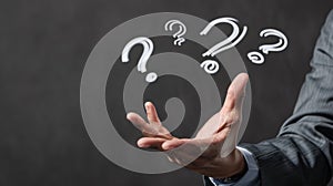 The hand with question marks.AI generated image