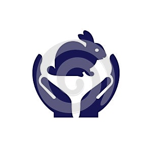 Hand Rabbit logo design. Rabbit logo with Hand concept vector. Hand and Rabbit logo design