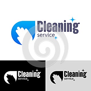 Hand and a rag in the form of a drop of water. Cleaning service company logo template.
