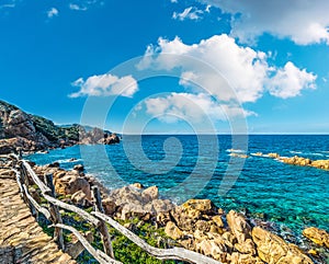 Hand rail by the sea in Costa Paradiso