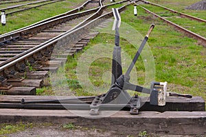 Hand railway switch arrows.