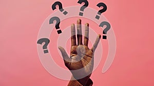 The Hand with Question Marks. AI generated