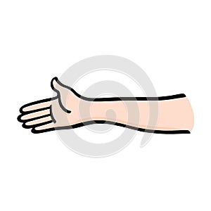 Hand reach out to shake illustration