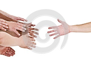 Hand reaching for help photo