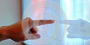 Hand Reaching Through a Screen. created by generative artificial intelligence