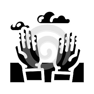 hand reaching sky progress glyph icon vector illustration