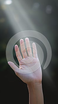 A hand reaching up to the sun, AI