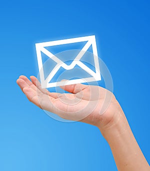 Hand receive E-mail letter icon