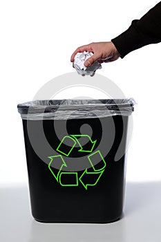 Hand With Recycle Trash Can