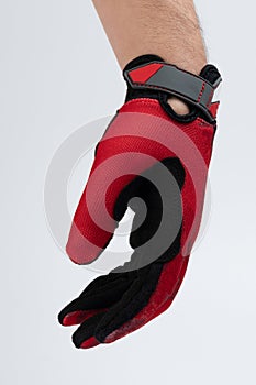Hand in red glove