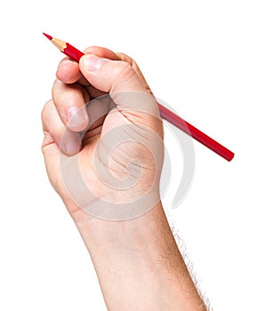 Hand with red pencil