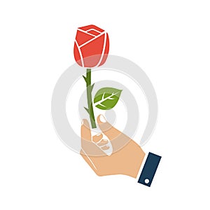 Hand with red rose icon