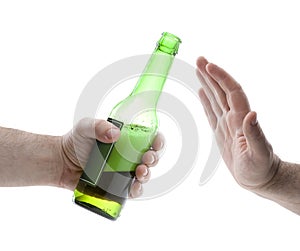 Hand reject a bottle of beer