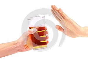 Hand reject a glass of beer