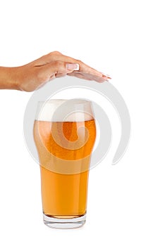Hand reject a glass of beer