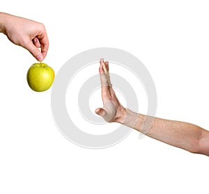 Hand rejecting apple