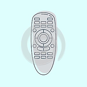 Hand remote control. Multimedia panel with shift buttons. Program device. Wireless console. Universal electronic controller.
