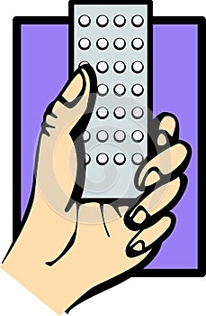 hand with remote control vector illustration
