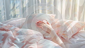 The hand on pillow. AI generated