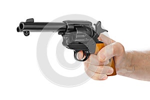 Hand with revolver gun