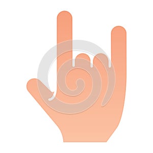 Hand in rock gesture flat icon. Rock and roll sign vector illustration isolated on white. Heavy metal gradient style