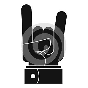 Hand rock icon, simple black style