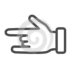 Hand in rock and roll gesture line icon, gestures concept, Heavy metal sign on white background, sign of the horns icon