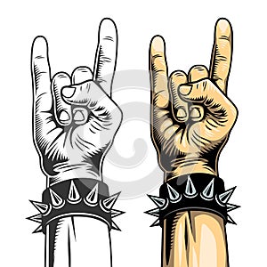 Hand in rock sign.