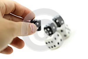 Hand & Rolling Dices,gambling and business risk concept