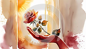 Hand and Rose - AI generated image (Synthography art)