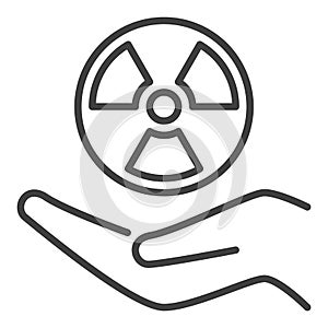 Hand with Round Radiation symbol vector outline icon or symbol