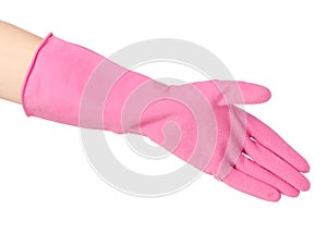 Hand in a rubber glove for cleaning cleanliness