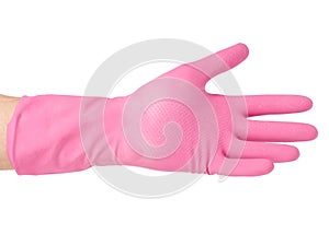 Hand in a rubber glove for cleaning cleanliness