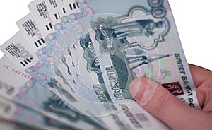 Hand with rubles photo