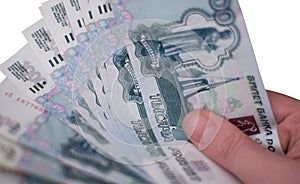 Hand with rubles