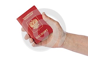 Hand with Russian passport