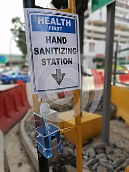 Hand sanitising station