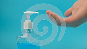 Hand sanitizer alcohol gel rub clean hands hygiene prevention of coronavirus virus outbreak.