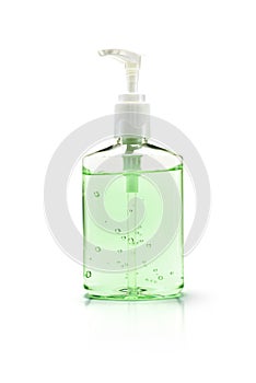 Hand sanitizer bottle on white photo