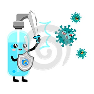 Hand Sanitizer Exterminate The Viruses. Vector illustration flat photo